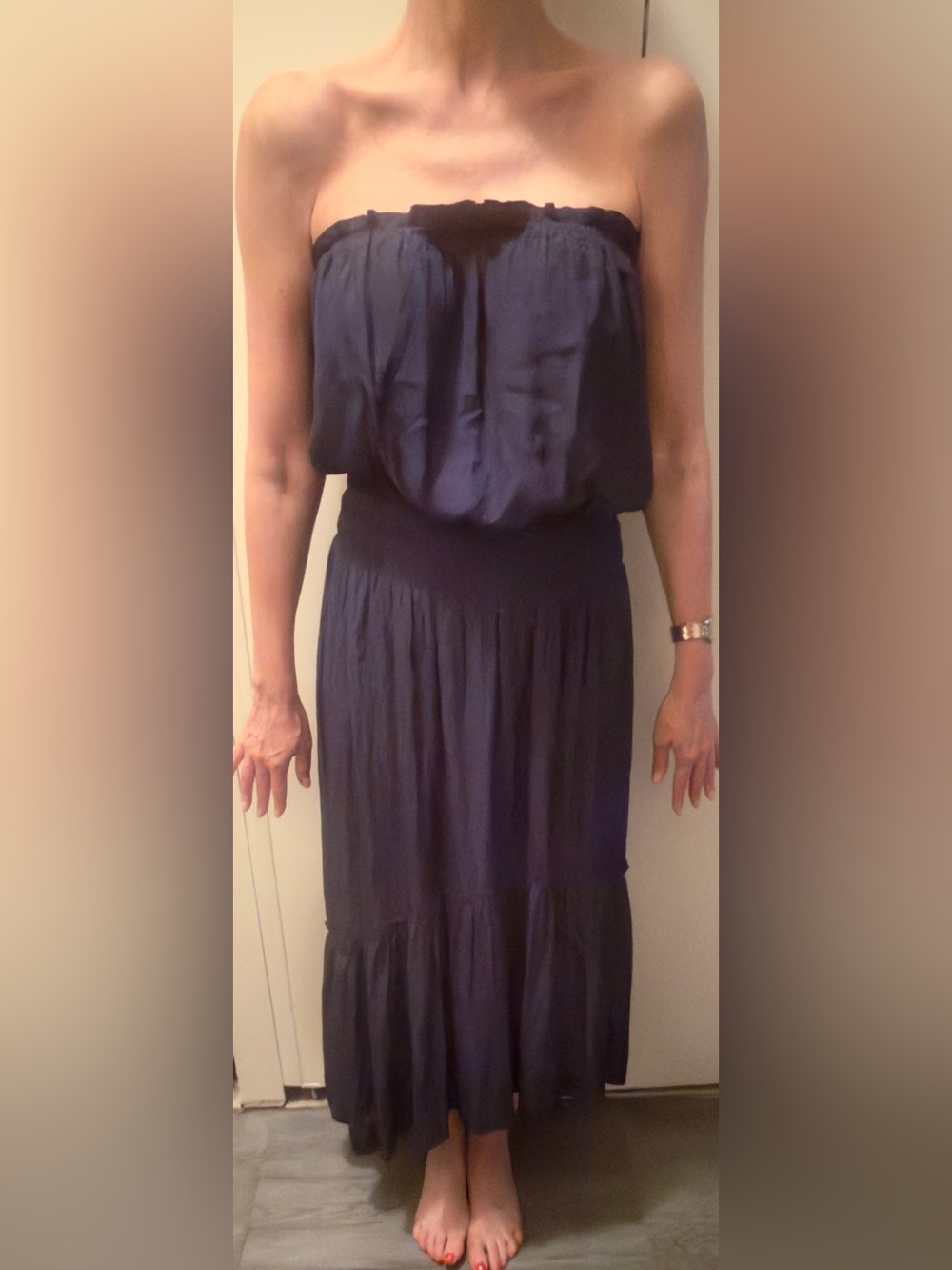 Ramy Brook Sindra Navy Strapless high low  Dress Sz S nwt $345